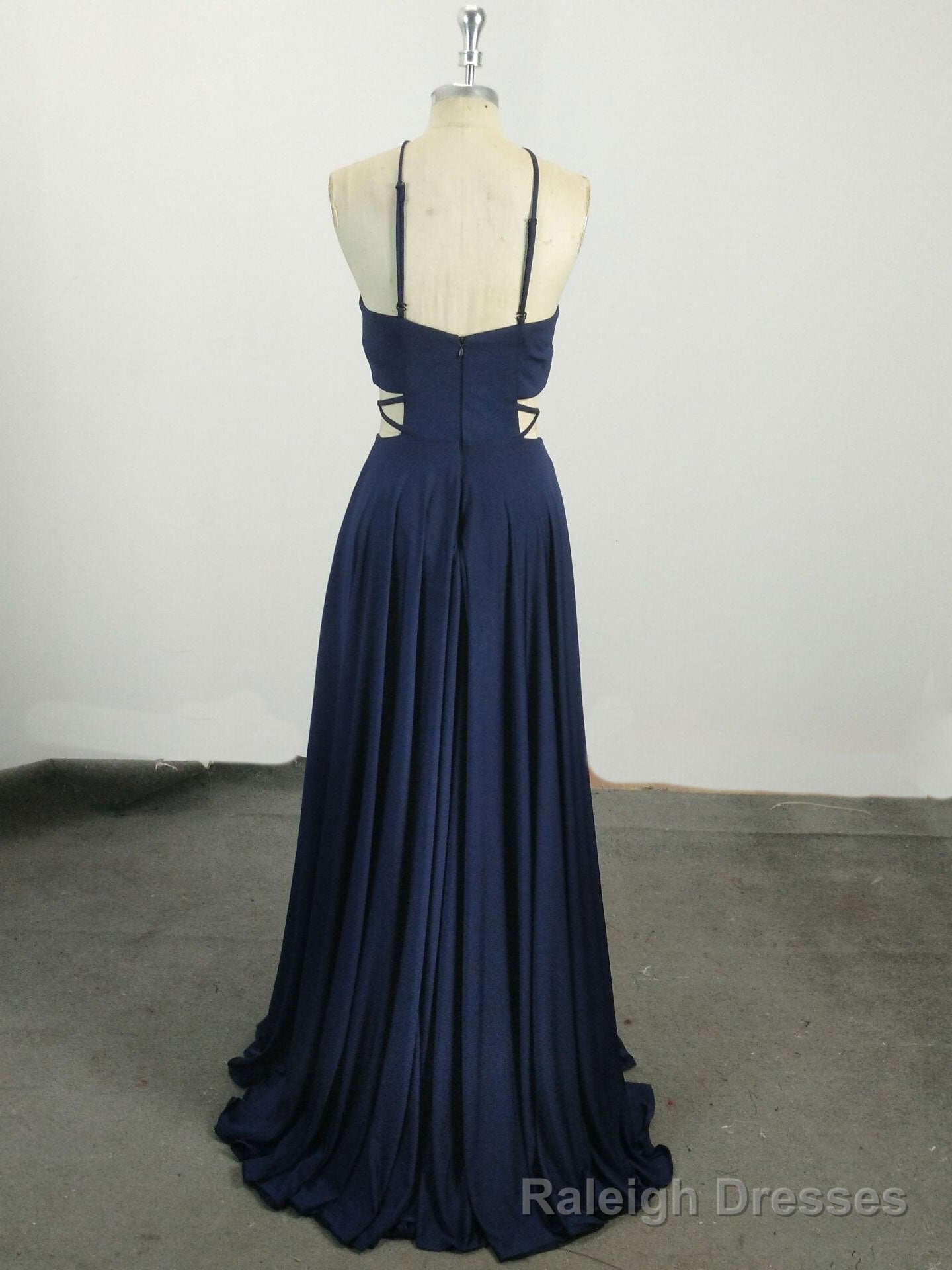 Simple Chiffon Blue Long Prom Dress, Blue Evening Dress