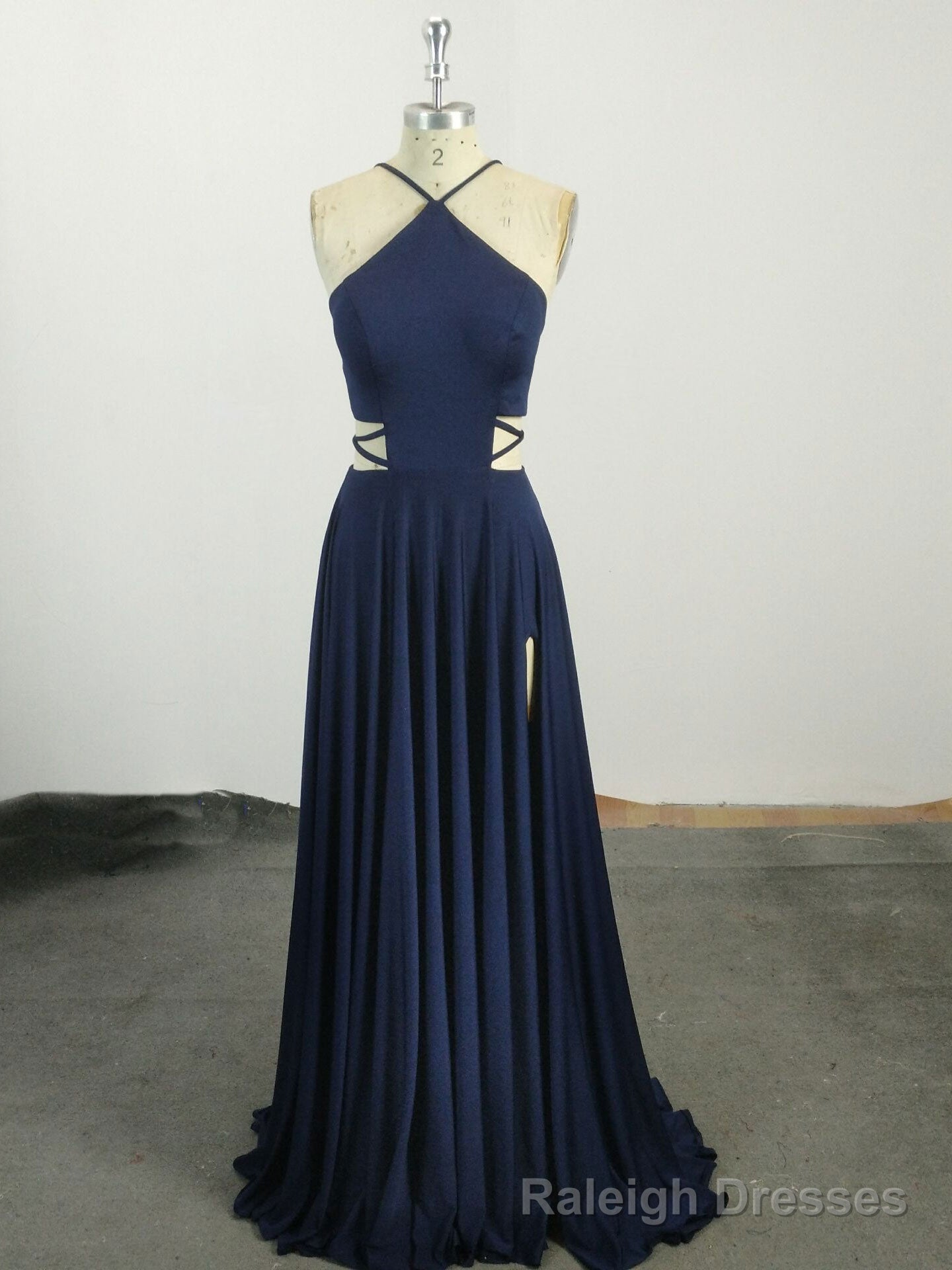 Simple Chiffon Blue Long Prom Dress, Blue Evening Dress Main image