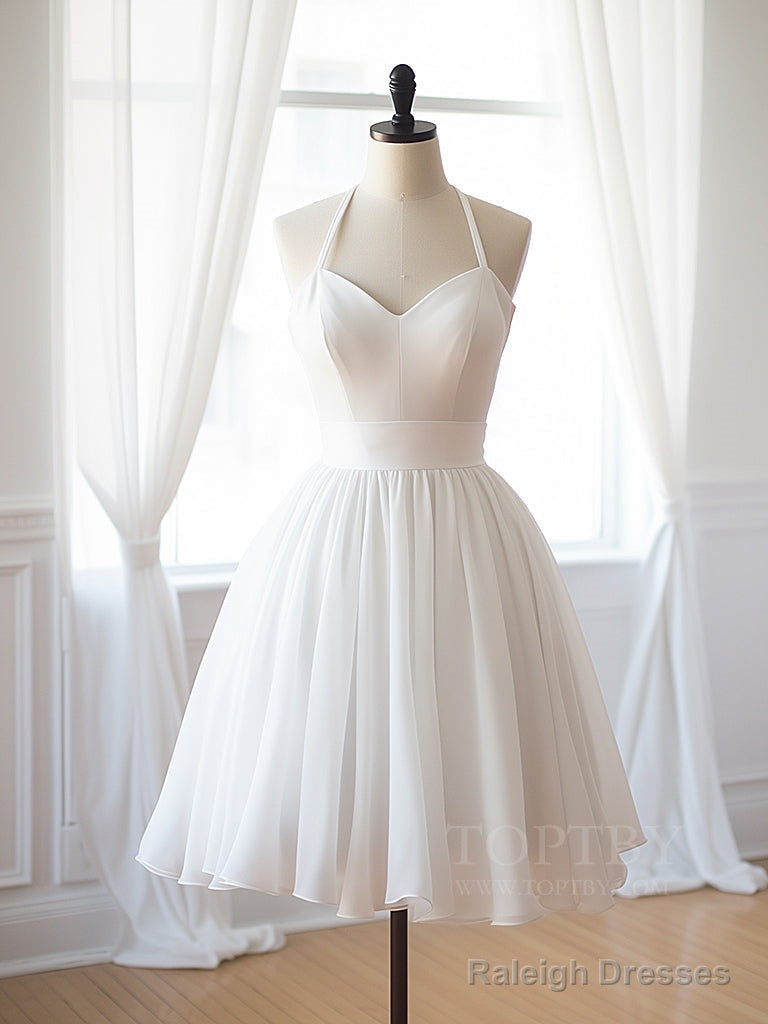 Simple Chiffon White Short Prom Dresses White Homecoming Dresses Main image