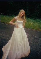 Simple Classic White A-Line Strap Satin Tulle Prom Dresses Long Wedding Dresses