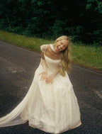 Simple Classic White A-Line Strap Satin Tulle Prom Dresses Long Wedding Dresses