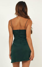 Neck Short Prom Dress Spaghetti-Straps Slit-Skirt Homecoming Dress With Satin