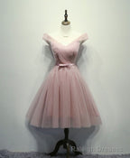 Simple Gray Tulle Short Prom Dress, Gray Tulle Bridesmaid Dress