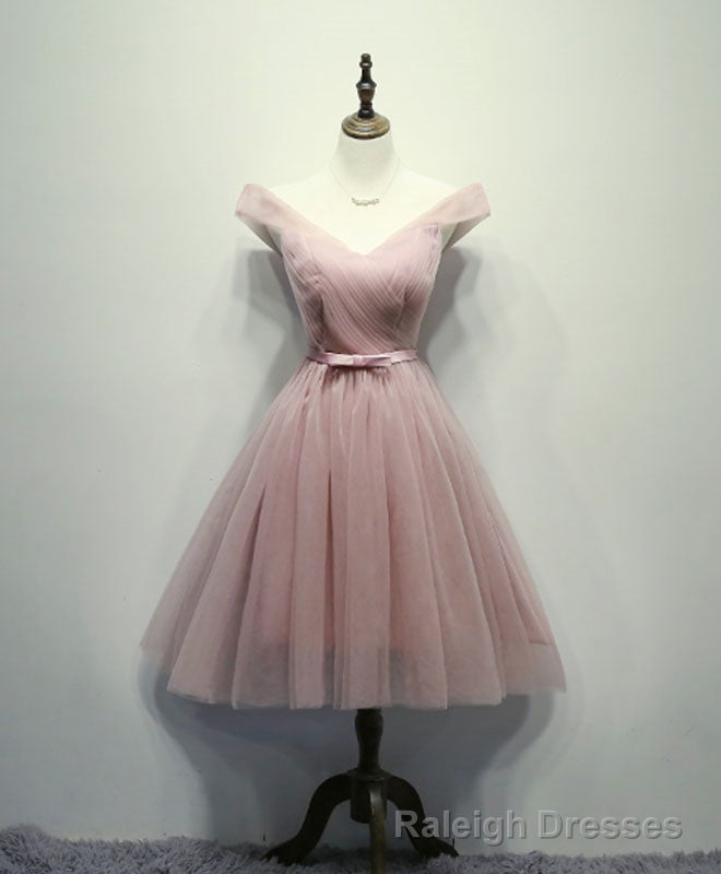 Simple Gray Tulle Short Prom Dress, Gray Tulle Bridesmaid Dress