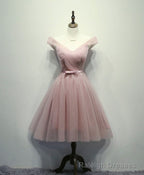 Simple Gray Tulle Short Prom Dress, Gray Tulle Bridesmaid Dress