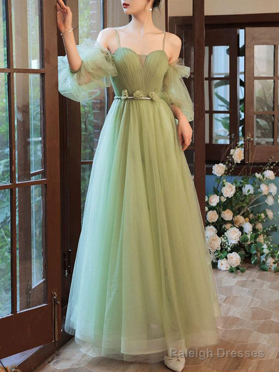 Simple Green Tulle Bridesmaid Dress, Green Tulle Formal Dress