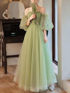 Simple Green Tulle Bridesmaid Dresses Green Tulle Prom Dresses