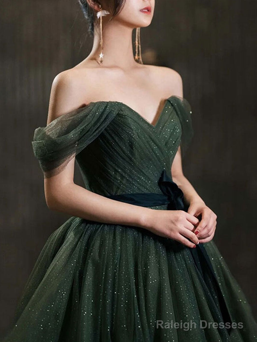 Simple Green Tulle Long Prom Dress, Green Tulle Evening Dress Secondary image