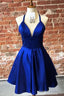 Simple Halter Royal Blue Short Homecoming Dress