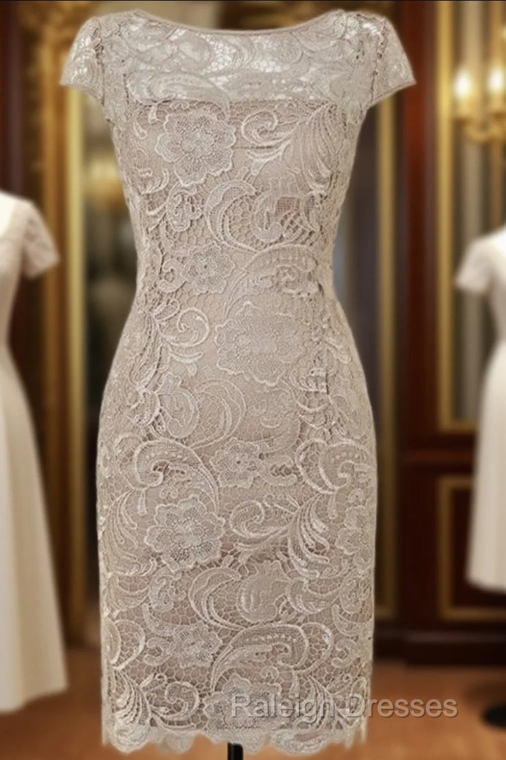 Simple Knee Length Lace Mother Of The Bride Dresses Prom Dresses Main image