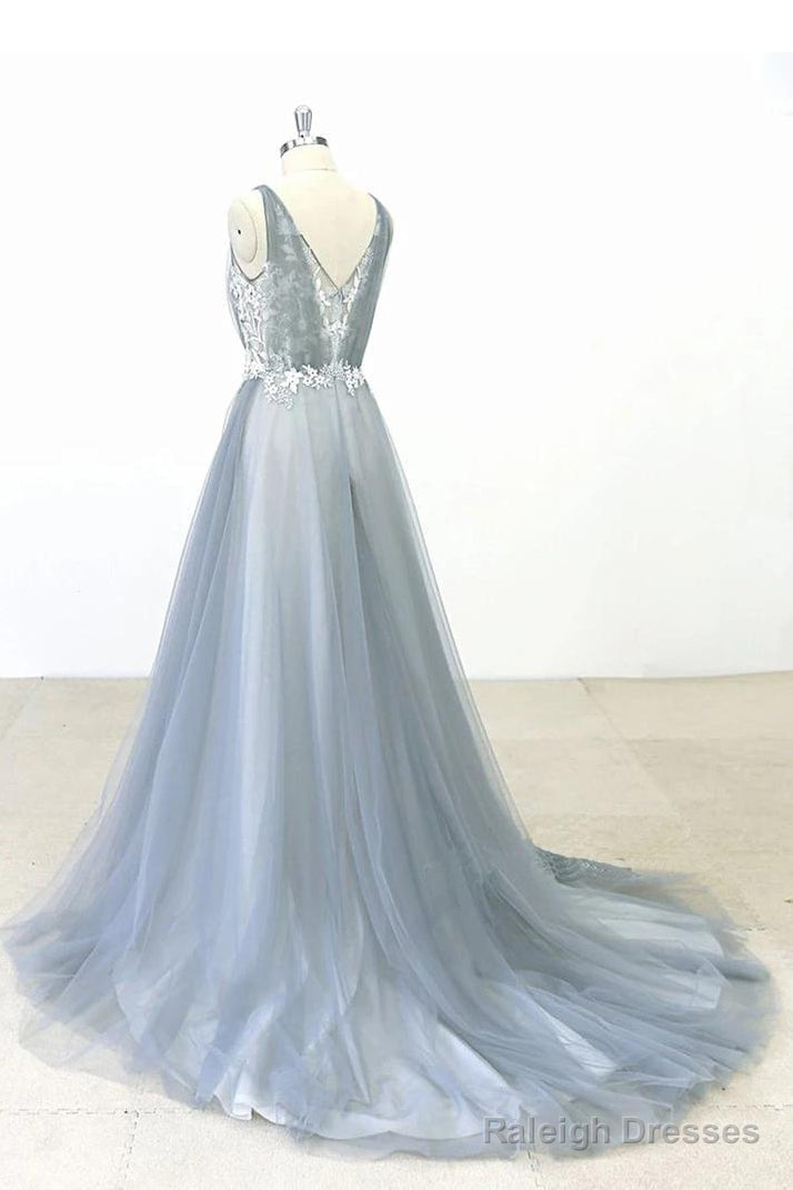 Simple Lace A-Line Tulle Long Prom Dress With A Train