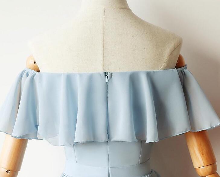 Simple Light Blue Off Shoulder Prom Dresses Short Prom Dress