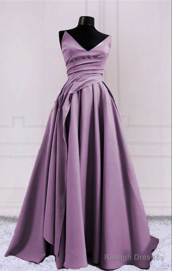 Simple Long Mauve Prom Dresses V Neck Split Formal Gown Main image