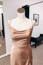 Simple Long Wedding Guest Dresses Sheath Satin Formal Evening Dress