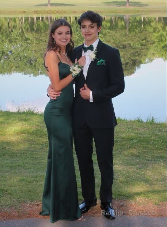 Simple Mermaid Dark Green Backless Long Prom Dresses Formal Dress Secondary image