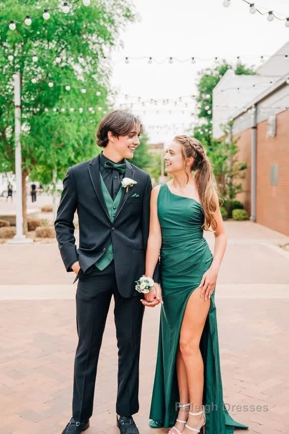 Simple Mermaid Dark Green Slit Long Prom Dresses Formal Dress Secondary image