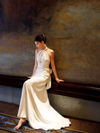 Simple Mermaid Halter Prom Dress Long White Prom Dress