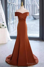 Simple Mermaid Long Brown Prom Dress Long Prom Gowns