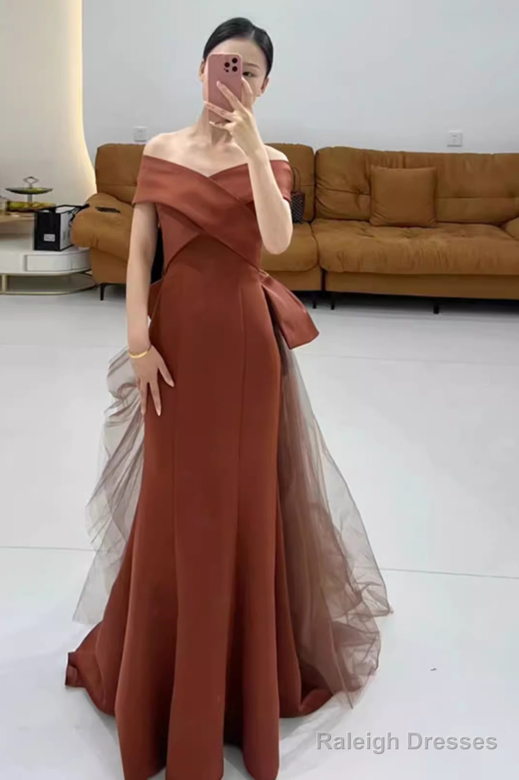 Simple Mermaid Long Brown Prom Dresses Long Prom Gown Main image