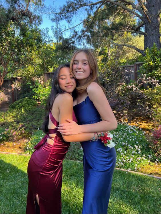 Simple Mermaid Long Burgundy Slit Formal Prom Dress