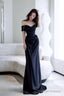 Simple Mermaid Off The Shoulder Black Prom Dresses Evening Dress