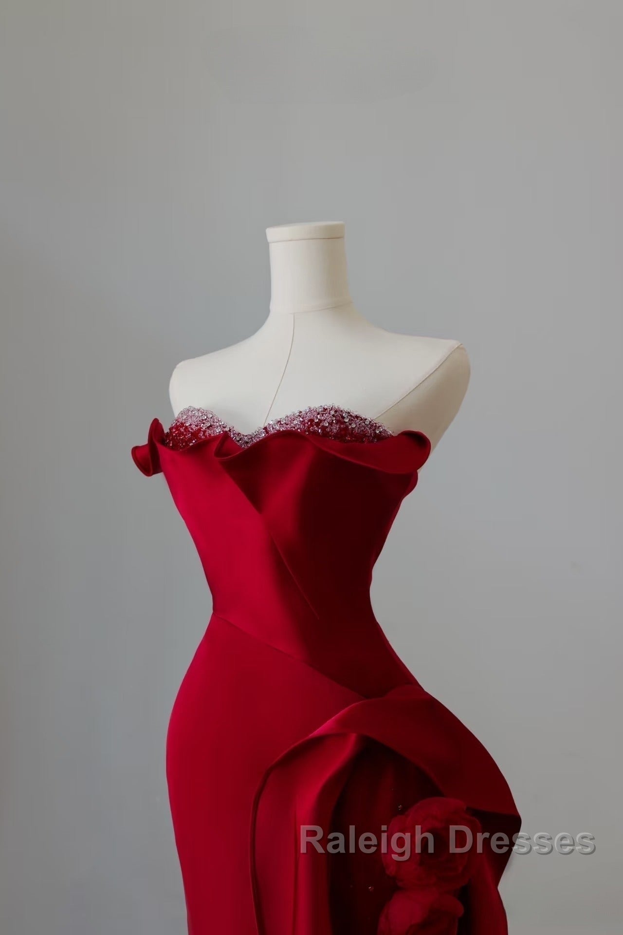 Simple Mermaid Off The Shoulder Neckline Burgundy Sequin Long Prom Dresses