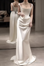 Simple Mermaid Off The Shoulder White Prom Dresses Evening Dress