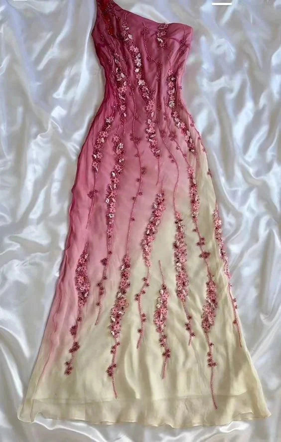 Simple Mermaid Prom Gowns With Beads One Shoulder Prom Dresses For Teens Secondary image