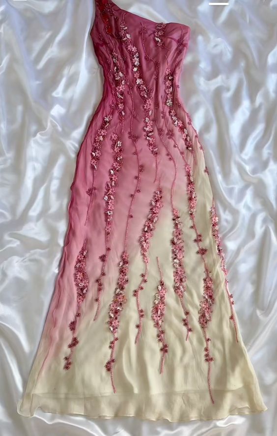Simple Mermaid Prom Gowns With Beads One Shoulder Prom Dresses For Teens Main image