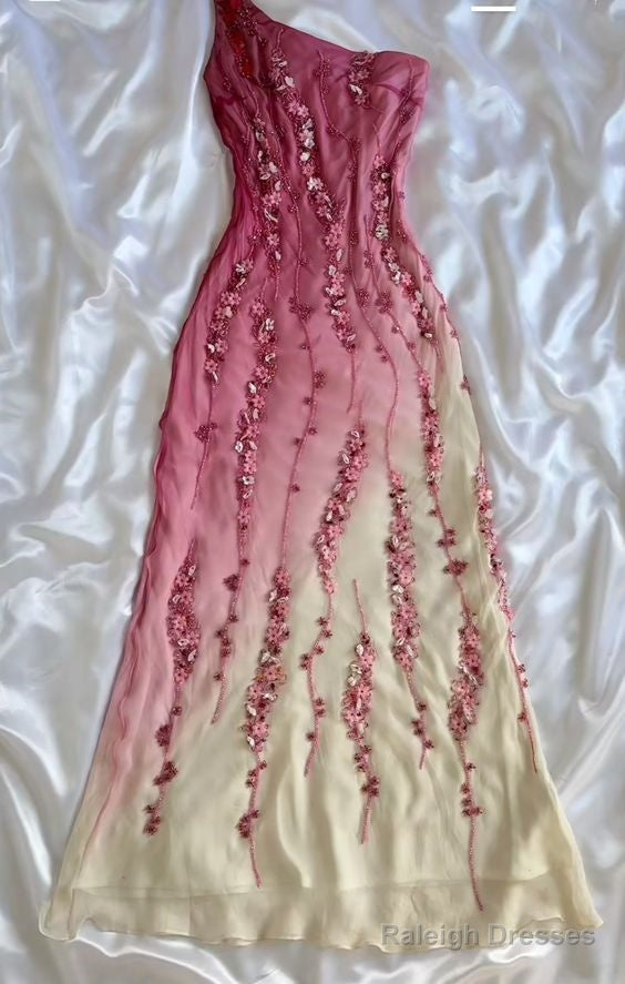 Simple Mermaid Prom Gowns With Beads One Shoulder Prom Dresses For Teens