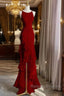 Simple Mermaid Red Chiffon Long Prom Dresses