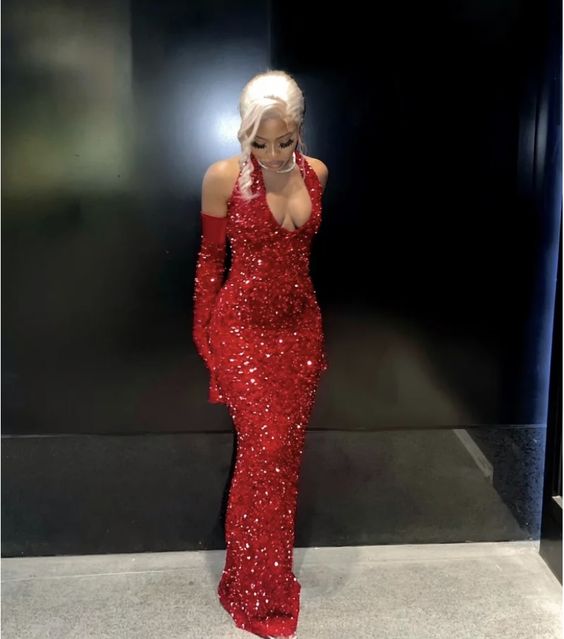Simple Mermaid Red Sequin Prom Dress 22Th Birthday Outfit Main image