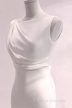 Simple Mermaid Satin White Long Wedding Dresses Brides Dress