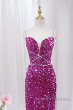 Simple Mermaid Sequin Long Prom Dress, Sequin Long Evening Dress