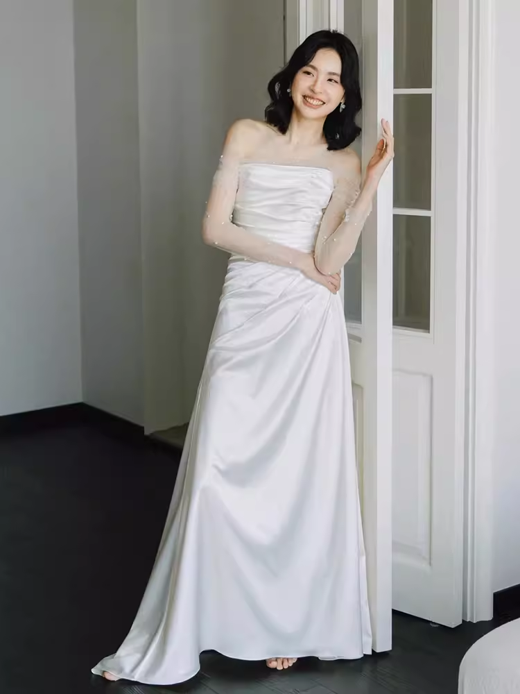 Simple Mermaid Sleeveless Long Prom Dresses Secondary image