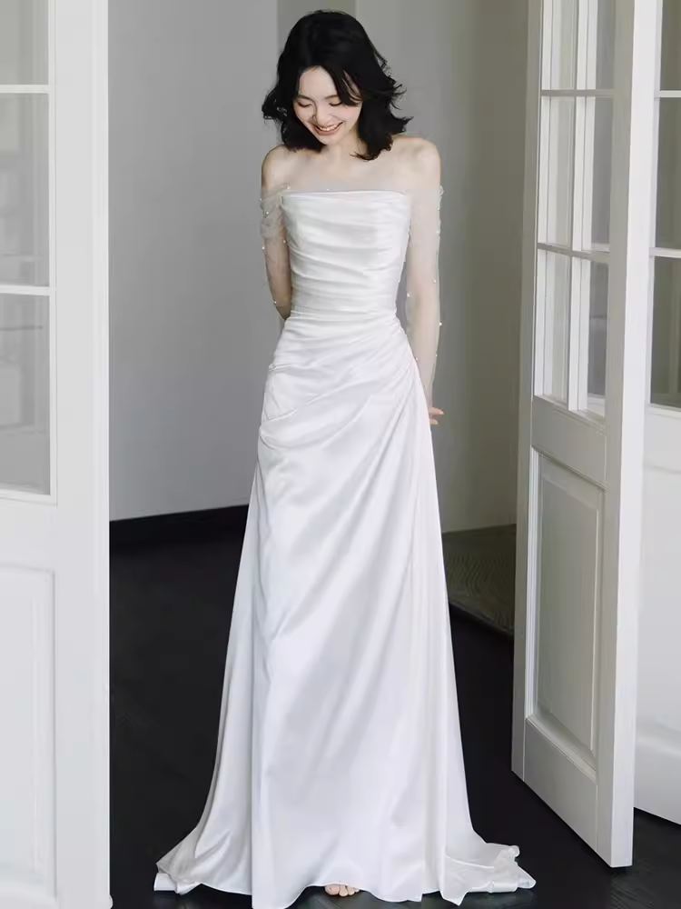 Simple Mermaid Sleeveless Long Prom Dresses Main image