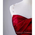 Simple Mermaid Strapless Burgundy Floor Length Prom Dress