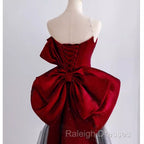 Simple Mermaid Strapless Burgundy Floor Length Prom Dress