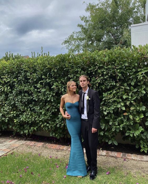 Simple Mermaid Strapless Floor Length Sleeveless Blue Prom Dresses
