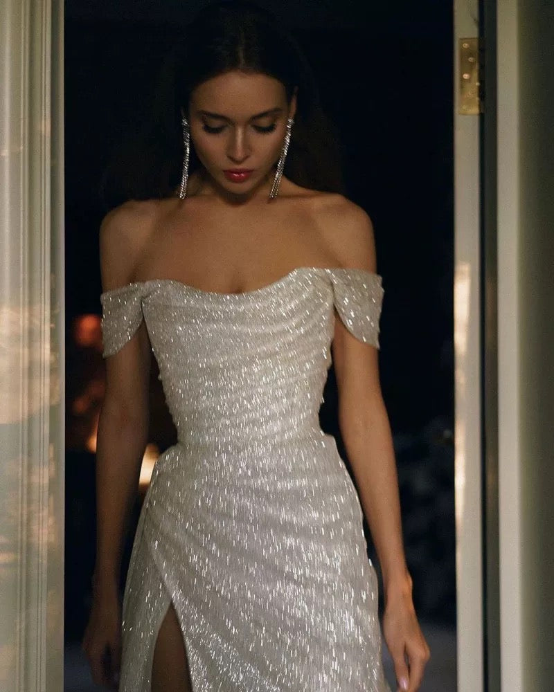 Simple Mermaid Strapless Floor Length Sleeveless Sequin Prom Dresses