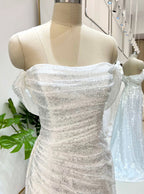 Simple Mermaid Strapless Floor Length Sleeveless Sequin Prom Dresses