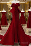 Simple Mermaid Strapless Long Red Prom Dresseses