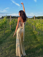 Simple Mermaid Strapless Neckline Long Prom Dresses Satin Yellow Prom Dress