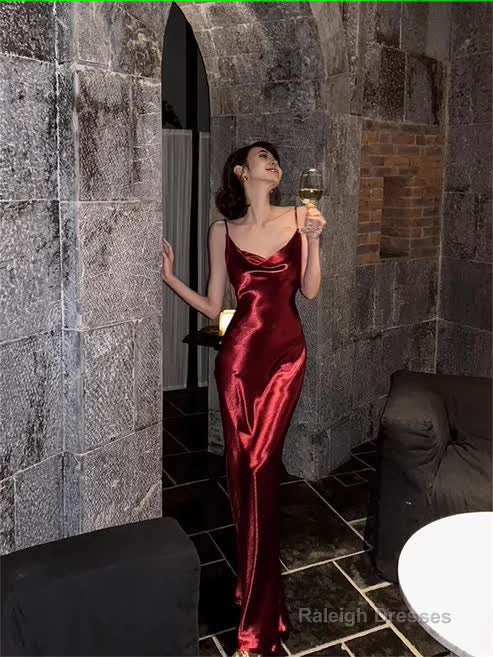 Simple Mermaid Straps Burgundy Prom Dress 21th Birthday Outfits Main image