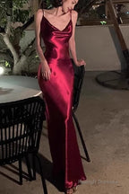 Simple Mermaid Straps Burgundy Prom Dress 21th Birthday Outfits