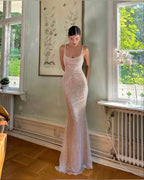 Simple Mermaid Straps Sequin Prom Dress Maxi Dresses 22Th Birthday Outfits