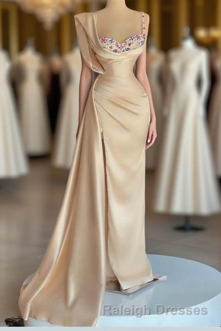Simple Mermaid Sweetheart Satin Beading Long Prom Dresses Main image