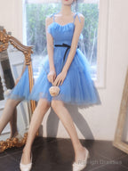 Simple Mini/Short Blue Prom Dresses Cute Blue Homecoming Dress