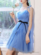 Simple Mini/Short Blue Prom Dresses Cute Blue Homecoming Dress