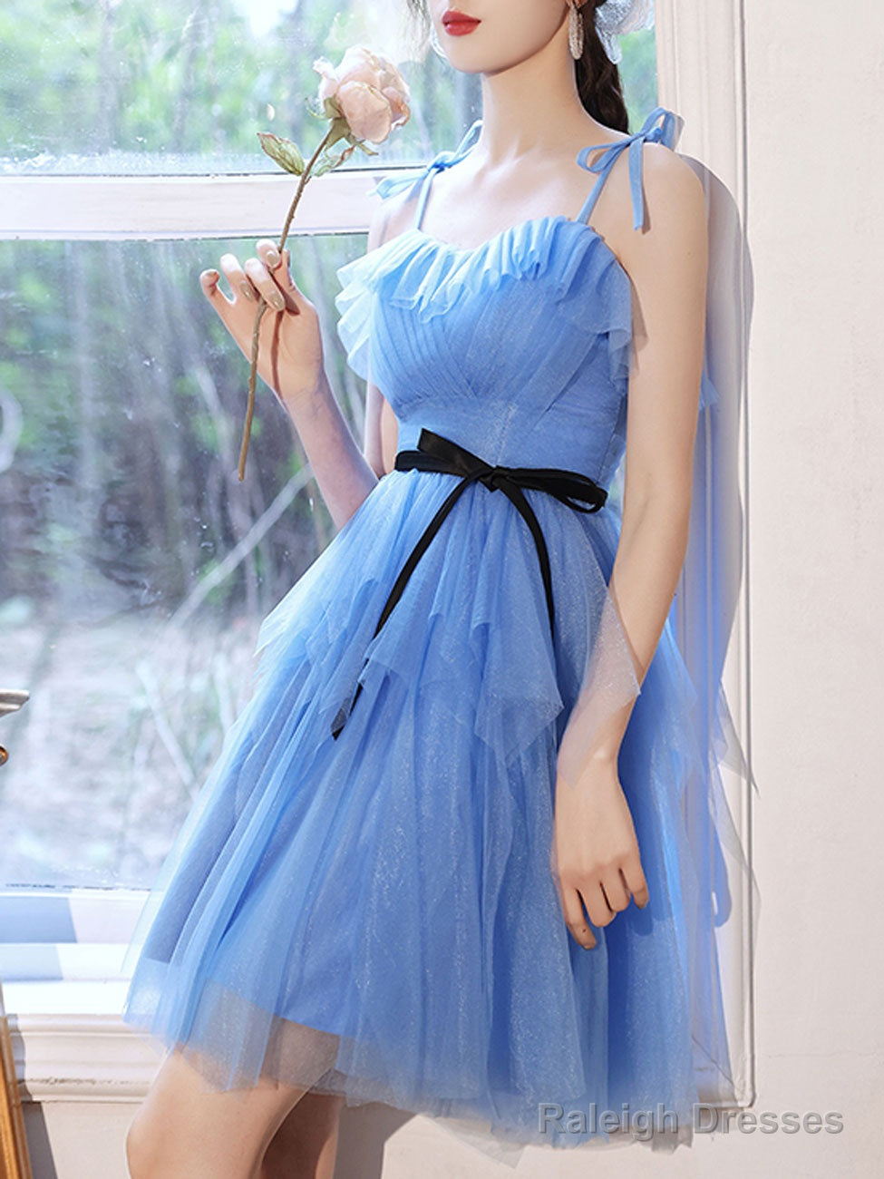 Simple Mini/Short Blue Prom Dresses Cute Blue Homecoming Dress